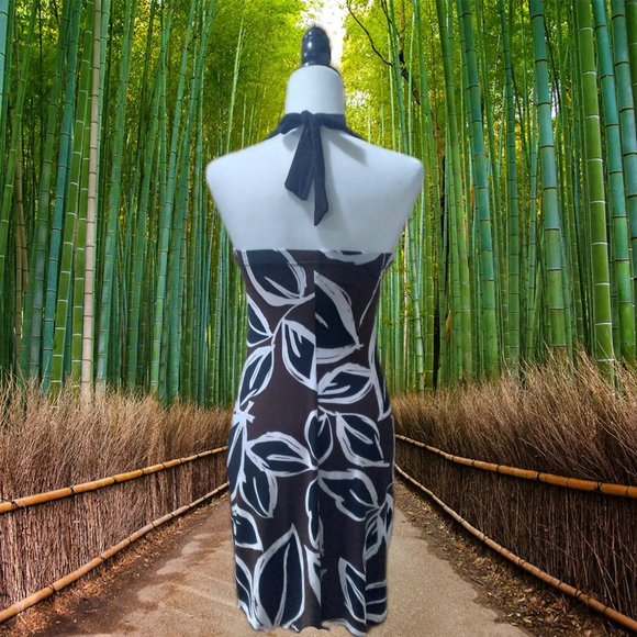 Suzy Shier Spring Summer Leaf Print Dress - Picture 4 of 4